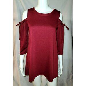 Lilypad Cold Shoulder Blouse - Beautiful Dark Red - Size S